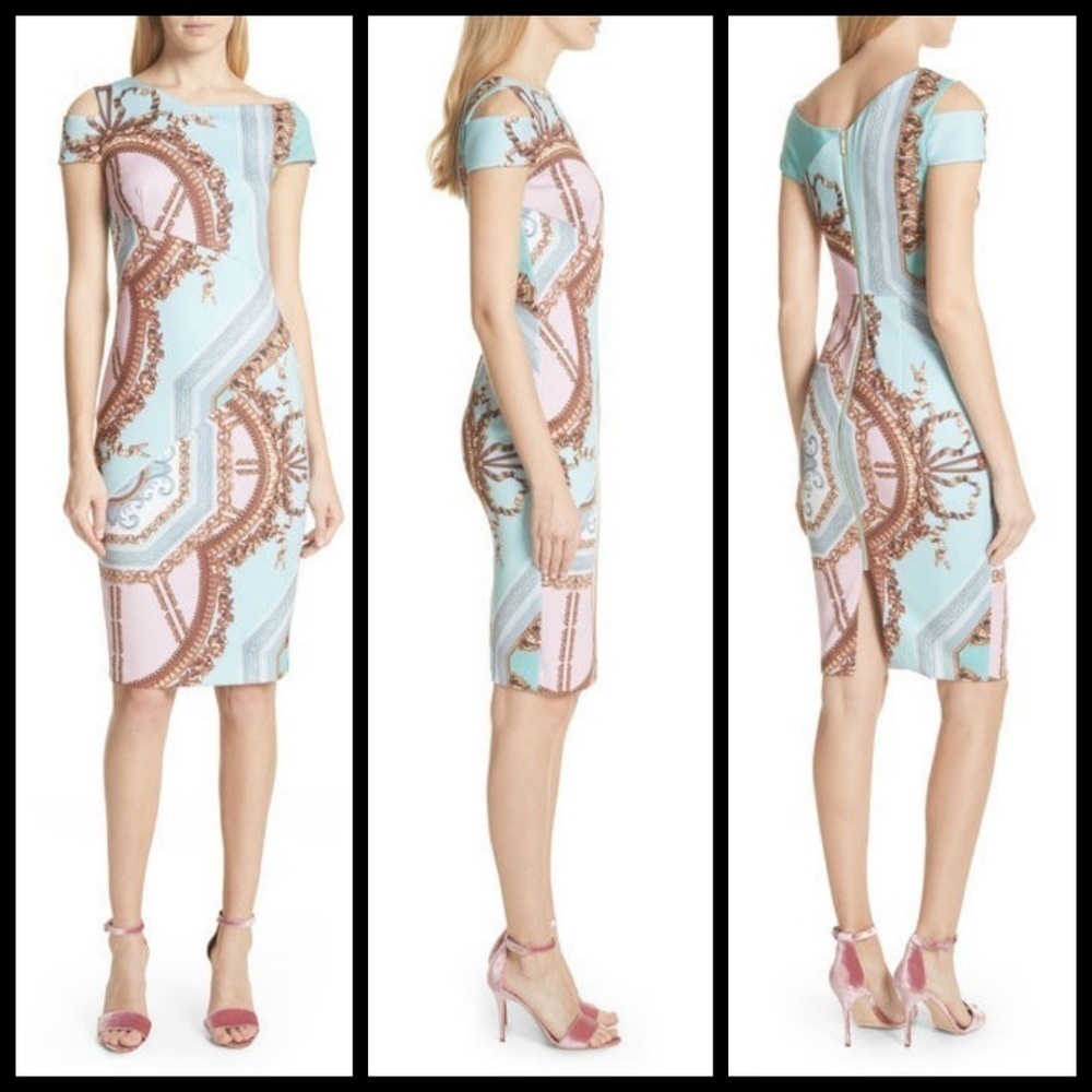 💕TED BAKER💕 Print Sheath Bodycon Midi Dress NWT - Picture 5 of 8